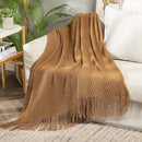 MIULEE Knitted Brown Throw Blanket for Couch,Boho Bed Decor Knit Outdoor Blankets Throw Size with Tassels Cozy Woven for Sofa Home Chair Wave Pattern 50" x 60" Inches by CozyNest Decor
