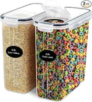 DWËLLZA KITCHEN Extra Large Cereal Containers Storage 6.3L - 213 fl. oz - 2 Pc Family Size Cereal Dispenser Countertop, Bulk Airtight Food Storage Containers for Pantry Organization Labels and Marker by CozyNest Decor