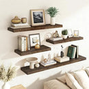 RICHFOCUS Elm Floating Shelves for Wall - 30" W x 9.3" D Rustic Solid Wood Shelves with Invisible Bracket, Wall-Mounted for Living Room, Bedroom, Kitchen Storage & Display, Set of 2, Walnut by CozyNest Decor