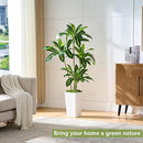 Artificial Dracaena Tree Artificial Silk Tree Faux Tree Fake Tropical Yucca Floor Plant with White Tall Planter (1, White Tall Planter, 5FT) by CozyNest Decor