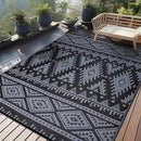 OLANLY Outdoor Rug Waterproof 9x18 ft, Reversible Outdoor Plastic Straw Rug, Boho Patio Rug, Indoor Outdoor Carpet, RV Mat Outside for Patio, Camp, Picnic, Balcony, Deck, Backyard, Black & Grey by GreenHaven Gardens
