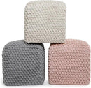 BIRDROCK HOME Buds Pouf Foot Stool Ottoman - Knit Bean Bag Floor Chair - Cotton Braided Cord - Great for The Living Room, Bedroom and Kids Room - Small Furniture (Grey - Buds) by CozyNest Decor