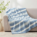 Snuggle Sac Stripe Blue Blankets Luxurious Microfiber Fabric, Reversible Super Soft Bedding Blankets Warm Cozy Knit Fuzzy Plush Blanket for Bed,Couch,Sofa,Living Room, Blue Stripe,60x80 inches by TinyTreasures Baby Boutique