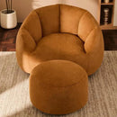 Giant Bean Bag Chaise Lounge Indoor Chair for Adults - Comfy Plush Round Shell Soft Accent Chair, Oversized Cozy Floor Sofa for Living Room, Bedroom & Game Rooms, Orange by CozyNest Decor