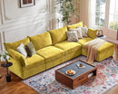 134.6" Luxury Modular Sectional Convertible Sofa with Storage Ottoman, L-Shape 5-Seat Oversized Comfy Couch Deep Seat with Reversible Chaise - Chenille Yellow by CozyNest Decor