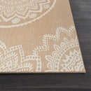 CAMILSON Outdoor Rug 8x10 Modern Area Rugs for Indoor and Outdoor Patios and Porches - Waterproof, Washable, Non-Shedding, Easy-to-Clean Outside Carpet (8 x 10, Medallion - Beige/White) by CozyNest Decor