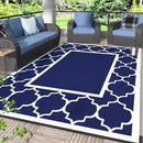 GENIMO 6' x 9' Outdoor Rug Waterproof for Patio Decor, Foldable Reversible Plastic Straw Area Rugs Mat for Camper, Outside Carpet for Rv, Deck, Porch, Picnic, Beach, Balcony, Blue & Grey by GreenHaven Gardens