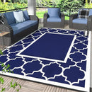 GENIMO 6' x 9' Outdoor Rug Waterproof for Patio Fall Decor, Foldable Reversible Plastic Straw Area Rugs Mat for Camper, Outside Carpet for Rv, Deck, Porch, Picnic, Beach, Balcony, Blue & Grey by CozyNest Decor