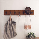 HBCY Creations Rustic Brown Solid Wood Wall Mounted Coat Rack with Shelf, 7 Hooks, 34" Long - Kitchen, Mudroom, Entryway, Bathroom - Includes Mounting Hardware, Coat Hanger, Dog Leash Hooks by CozyNest Decor