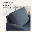 Mid-Century Accent Chair,Modern Linen Fabric Armchair for Living Room,Comfy Upholstered Reading Accent Chairs for Bedroom,Single Sofa Chair with Wood Legs (Blue Grey, 2 Pack) by CozyNest Decor