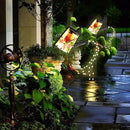 Garden Solar Lights Outdoor, Metal Watering Can Garden Stake Lights Cardinal Bird Decor Glass Art for Walkway, Pathway, Yard, Lawn by CozyNest Decor