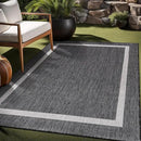 Bordered Outdoor Rug 5x7 Washable Outside Carpet for Indoor Patio Porch Waterproof Easy Cleaning Non Shedding Area Rugs Gray 5 x 7 by CozyNest Decor