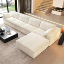 157.5" L Shaped Modern Sofa Modular Sectional Cloud Couch with Ottoman,Deep Seat Upholstered Couches with Corduroy Fabric for Living Room Furniture,Bedroom and Apartment,No Assembly Required,White by CozyNest Decor