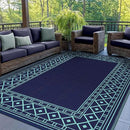 GENIMO Outdoor Rug Waterproof 5'x8' for Patio, Foldable Reversible Plastic Straw Carpet for Travel Trailers, Outside Area Mat for Rv, Deck, Picnic, Porch, Balcony, Beach, Navy Blue & Jade Green by CozyNest Decor