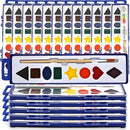 Color Swell Bulk Watercolor Paint Set – 18-Pack with 8 Washable Colors & Shape Learning Tools – Includes Strong Wood Brushes for Kids by TinyTreasures Baby Boutique