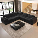 118" V Shaped Corner Modern Sofa Modular Sectional Cloud Couch,Deep Seat Upholstered Couches with Plush Corduroy Fabric for Living Room Furniture,Bedroom and Apartment,No Assembly Required,Black by CozyNest Decor
