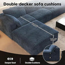 157.5" L Shaped Modern Sofa Modular Sectional Cloud Couch with Ottoman,Deep Seat Upholstered Couches with Corduroy Fabric for Living Room Furniture,Bedroom and Apartment,No Assembly Required,Blue by CozyNest Decor
