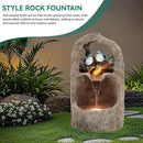 27" Outdoor Water Fountain with LED Lights,2-Tier Bird Natural Zen Garden Fountain, Relaxing Waterfall Floor, Yard, Porch or Deck Decor, Whether-Resistant, Faux Granite Texture by GreenHaven Gardens