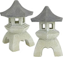 Design Toscano NG729869 Asian Pagoda Statues Medium - Set of Two,two tone stone by GreenHaven Gardens
