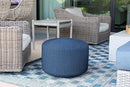BIRDROCK HOME Outdoor Pouf Ottoman | Hand Woven Waterproof Foot Stool with Bead Bag Filling | Boho Foot Rest for Patio, Living Room, Porch & Outdoor Seating | Lightweight, Soft Stuffed Chair | Navy by CozyNest Decor