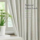 FMFUNCTEX Pinch Pleated Curtains 96 Inches Long for Living Room,Cream Beige Semi Sheer Faux Linen Textured Pleat Drapes for Bedroom with Hooks, Light Filtering Farmhouse Window Drapes 2 Panels by CozyNest Decor