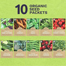Organic Seeds Essential Variety Pack - 10 Individual Packs - 2025 Season - Summer Squash, Cherry Tomatoes, Arugula, Broccoli and More! for Indoor & Outdoor Planting (Non-GMO, Certified Organic) by GreenHaven Gardens