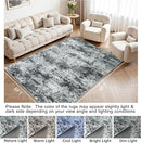 Washable Rug 6x9 Area Rugs: Abstract Washable Rugs with Non-Slip Backing, Stain Resistant Indoor Floor Carpet for Bedroom Dining Room Table Nursery Hallway Home Office Dark Black/Gray by TinyTreasures Baby Boutique