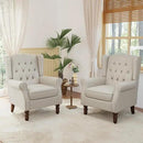 Lumibee High Back Accent Chair Set of 2,Upholstered Wingback Armchair with Solid Wood Legs for Small Spaces,Comfy Single Sofa Chair for Living Room,Bedroom,Office-Beige by CozyNest Decor