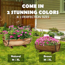 IDZO Solid Acacia Wood Half Barrel Planters Outdoor Set of 2 Different Sizes, Wooden Planters for Outdoor Plants with Metal Bands & Drainage Holes, Legs Included, Natural by GreenHaven Gardens
