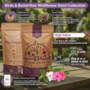 Organo Republic 23 Wildflower Seeds Annual & Perennial Mix for Indoor & Outdoors, Attract Birds & Butterflies 100,000+ Non-GMO, Heirloom Garden Seeds, 4oz Packet for Growing Wild Flowers by GreenHaven Gardens