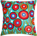 Floral Poppy Pillow Cover - Turquoise Suzani Poppies Accent Chair Cushion - 18x18 Inch Hand Embroidered Wool by CozyNest Decor