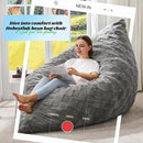 Hobestluk 3 in 1 Bean Bag Chair Giant Bean Bag Chairs for Adults with Plaid Cover Convertible Bean Bag Floor Cushion with Machine Washable Cover for Living Room (Plaid Grey) by CozyNest Decor