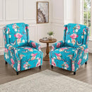 UIXE Floral Pushback Recliner Chairs Set of 2, Fabric Upholstered Armchair Push Back Accent Chair for Living Room, Rivet Trim Club Chair Home Theater Single Sofa Reading Seat - Peacock Blue by CozyNest Decor
