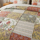 NEWLAKE Cotton Patchwork Bedspread, 3-Piece Bedding Quilt Set with Real Stitched Embroidery, Reversible Matelasse Bed Coverlet Set,Floral Paisley Grid with Lace,Queen Size by CozyNest Decor