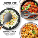 Zulay Kitchen Utensils Set Non-Stick Silicone Cooking Utensils Set with Authentic Acacia Wood Handles - 5 Piece Silicone Utensil Set - Kitchen Utensils Set with 464°F Heat Resistance - Gray by CozyNest Decor