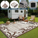 COCOER Outdoor-Rug 8x10 ft Waterproof Reversible Outdoor Plastic Straw Rug RV Indoor Outdoor Carpet Quick Dry Patio Rug Camping Mat for Balcony Backyard Picnic Beach-Brown&Beige by CozyNest Decor