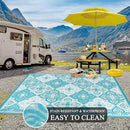 Pauwer Waterproof Outdoor Rug 8x10, Reversible Plastic Straw Patio Camping Rug, Indoor Outdoor RV Mat Carpet for Deck, Camper, Porch, Balcony, Backyard, Picnic, Clover Teal by GreenHaven Gardens