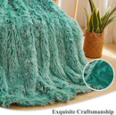 XeGe Luxury Fluffy Throw Blanket, Emerald Green Soft 50x60 Faux Fur Blanket Throw, Shaggy Plush Decorative Couch Blanket, Cute Furry Throw Fuzzy Blanket for Sofa Bed, Ombre Emerald Green by CozyNest Decor