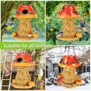 Mushroom Solar Bird Feeders for Outdoors Hanging Metal Wild Bird Feeder Garden Lantern with S Hook for Garden Decoration Orange by GreenHaven Gardens