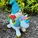 Mood Lab Garden Gnome Statue - Garden Gnome Riding Unicorn - 8.3 Inch Tall Lawn Figurine - for Outdoor or House Decor - Funny Yard & Patio Decoration by CozyNest Decor