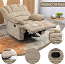 Luxlen Large Manual Recliner Chair,Soft Fabric Push Back Recliner with Overstuffed Armrest and Backrest, Living Room Single Sofa Recliners,Beige by CozyNest Decor