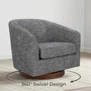 CHITA Swivel Accent Chair, FSC Certified Upholstered Fabric Barrel Chair for Living Room, Fully Assembled, Dark Grey by CozyNest Decor