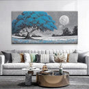 TAIJXAGSG Wall Art Blue Tree Moon Picture Canvas Art Wall Decor Artwork Abstract Canvas Print Painting Nature For Living Room Bedroom Bathroom Office Home Wall Decor 29"X 58"Can Be Hung Directly by CozyNest Decor