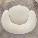 KINWELL 34" W Mid Century Modern Swivel Barrel Chair, Round Upholstered Boucle Swivel Accent Chairs, No Assembly Sofa Chair for Living Room Bedroom Reading Apartment Lounge Nursery(Cream) by CozyNest Decor