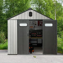 Domi 8x12 FT Outdoor Resin Storage Shed, All-Weather Double-Wall Storage Building for Backyard, Garden, Lawn Tools, Mower, Bike & Pool Equipment, Lockable Doors, Ventilated Roof, Grey by GreenHaven Gardens