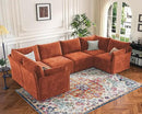 136.4" Oversized Modular Sectional Sofa, U Shaped Convertible Couch with Movable Ottoman, Large 7 Seat Corner Couches for Living Room Deep Seat Terracotta Orange Chenille by CozyNest Decor