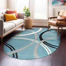 Rugshop Modern Wavy Circles Design Oval Area Rug 5' x 7' Blue by TinyTreasures Baby Boutique