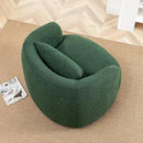 KINWELL 34" Wide Boucle Swivel Barrel Chair, No Assembly Round Upholstered Armchair Accent Chair Single Sofa Chair with Toss Pillow for Living Room and Bedroom, Green by CozyNest Decor