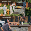 43¡± Propane Fire Pit Table Outdoor Rectangular Stone Firepit Table 50,000 Btu Propane Fire Tables for Outside Patio with Glass Wind Guard, Lid, Fire Glass Beads,Brown Rock Look by GreenHaven Gardens