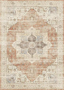 5'x7' Area Rug - Vintage Persian Medallion Design Low-Pile Faux Wool Rug, Non-Slip Backing, Machine Washable, for Living Room, Dining Room, Bedroom (Brick Red) by CozyNest Decor